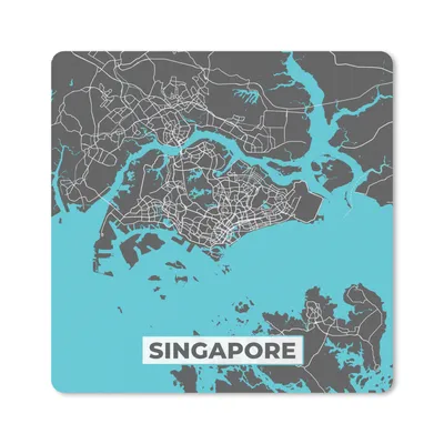 Produktbild von MuchoWow® Mauspad Mousepad Singapur - Karte - Blau - Stadtplan 30x30 cm - Mousepads - Maus Mat - Pad - Mausunterlage - Gaming