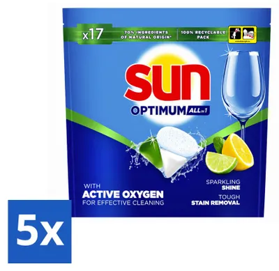 Produktbild von 5 x Sun Optimum All-in-1 Spülmaschinentabs - Zitrone - Vorteilspackung - 5 Stücke