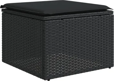 Obrázek produktu pro vidaXL Zahradní stolička s polštářem černá 55x55x37 cm Poly ratan