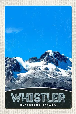 Produktbild von vianmo Holzschild 18x12 cm Whistler Blackcomb Kanada Schnee Bildmotiv Reisemotiv Abenteuer Reisen