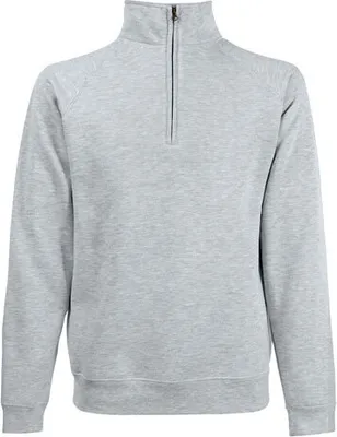 Produktbild von Fruit of the Loom - Premium Zip Neck Raglan Sweat - Heather Grey - M
