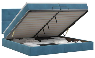 Produktbild von vidaXL Ottoman Bett mit Matratze Dunkelblau 200 x 200 cm Samt