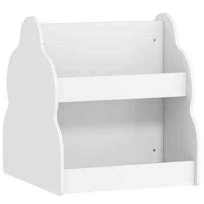 Produktbild von Kinderregal, 2-stöckiges Kinder-Bücherregal mit Rädern, 4 Regalen, für Kinderzimmer, Spielzimmer, 54x50x56 cm, Weiß