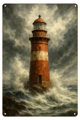 Produktbild von Blechschild 20x30cm - Leuchtturm im Sturm