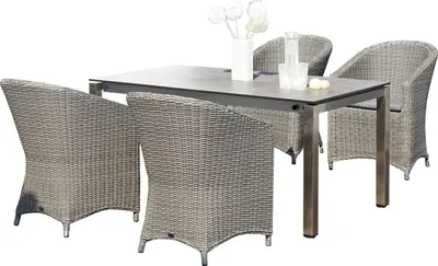 Produktbild von Sonnenpartner Solana&Base 5-teilige Sitzgruppe Edelstahl stone-grey 160/210x90cm