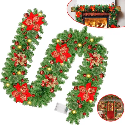 Produktbild von Weihnachtsgirlande mit Beleuchtung Deko 2,7m, Weihnachtsdeko, Weihnachtsgirlande, Tannengirlande