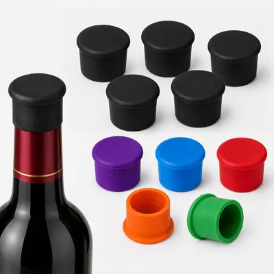 10er-Set Silikon-Flaschenverschlüsse, luftdicht, 5 schwarz + 5 bunt