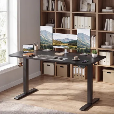 Produktbild von VASAGLE Elektrischer Höhenverstellbarer Schreibtisch mit Memory-Funktion und Erinnerung, 140 x 60 cm, Schwarz
