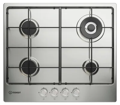Produktbild von Indesit THP 642 W/IX/I 1, Edelstahl, Integriert, 60 cm, Gaskochfeld, Edelstahl, 4 Zone(n)