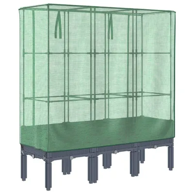 Obrázek produktu pro Vyvýšený záhon se skleníkem ratanový vzhled 120 x 40 x 140 cm