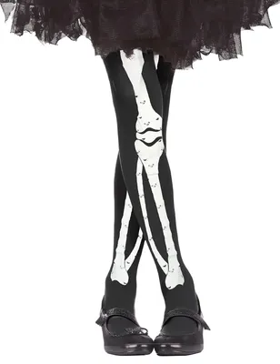 Produktbild von Skelett-Strumpfhose für Kinder Halloween-Accessoire schwarz-weiss - 3 bis 6