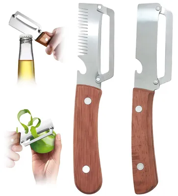 Productafbeelding van Set van 2 multifunctionele groenteschillers met houten handvat