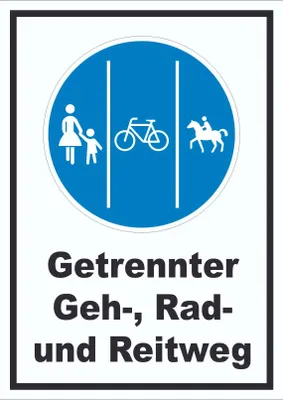 Produktbild von Schild Getrennter Geh-, Rad- und Reitweg A1 (594x841mm)