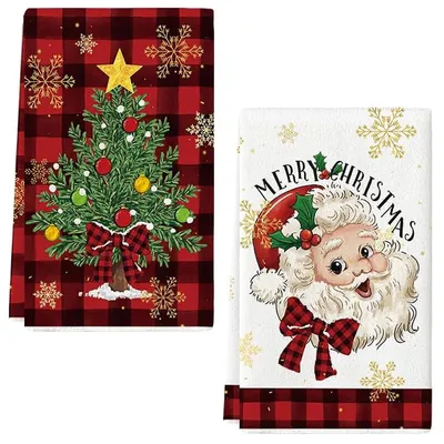 Weihnachtliche Geschirrtücher, 2er-Set, 60x40 cm, Baumwolle
