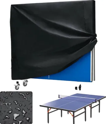 Obrázek produktu pro Kryt na pingpongový stůl, vodotěsný, materiál 210D Oxford, 165 cm x 145 cm x 40 cm, černá barva, obdélníkový tvar