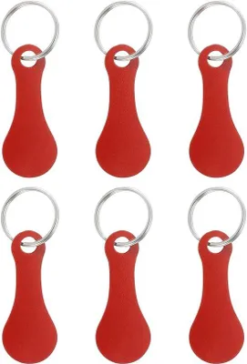 Obrázok produktu pre Plastové prívesky na kľúče – 6 ks – pozinkovaná nehrdzavejúca oceľ – strieborná farba.