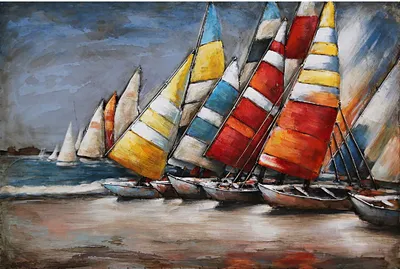 Produktbild von 3D-Metallbild - Motiv: Segelboote - 60 x 80cm