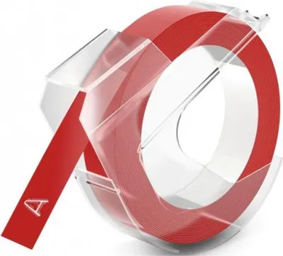 Produktbild von DYMO Original Prägeband | 3D weiß auf rot | 9 mm x 3 m | selbstklebendes Kunststoff Etikettenband | für Junior & Omega Beschriftungsgerät | 1 Stück, Rot, Rechteck, Entfernbar, Weiss auf Rot, Universal, Kunststoff