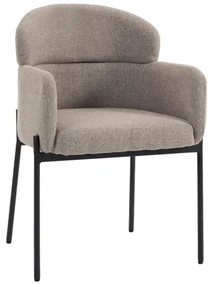 Produktbild von Sessel Wohnzimmer Loungesessel mit Chenille-Optik, Armlehnen, Metallbeinen für Schlafzimmer, Hellbraun