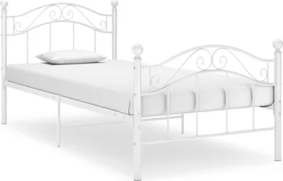 Image de Cadre de lit sans matelas blanc métal 100x200 cm