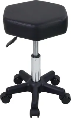 Productafbeelding van Verrijdbare, in hoogte verstelbare stoel met wielen, geschikt voor spa, salon en massages, kleur zwart