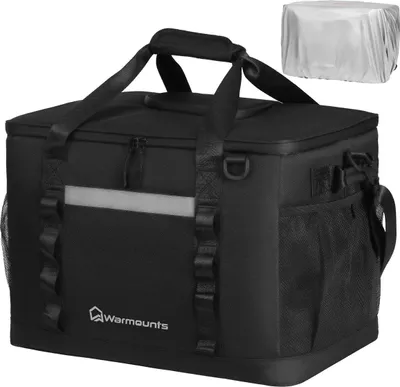 Produktbild von Camping Kühltasche - Weiche Kühlbox - Isoliert und auslaufsicher - Fassungsvermögen 75 Dosen - Für Camping Wandern Picknick - Schwarz