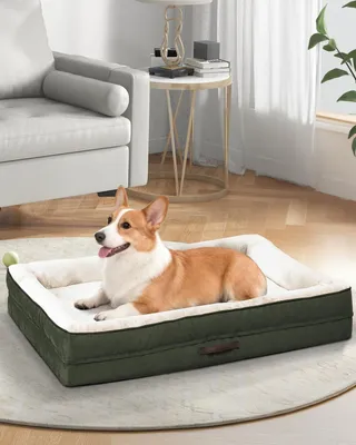Image de Lit orthopédique pour chiens de grande taille - Lavable et imperméable - Vert olive