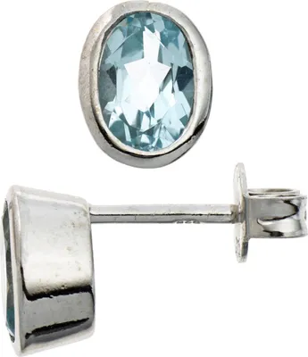 Produktbild von JOBO Ohrstecker 925 Sterling Silber rhodiniert 2 Blautopase blau Ohrringe