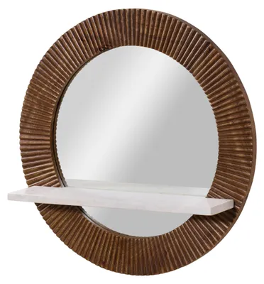 Produktbild von MASSIVMOEBEL24 Wandspiegel Mango 65x15x65 braun lackiert / Marmor weiß BARCELONA #261