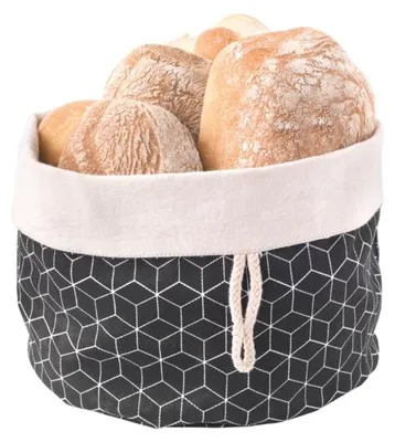 Image de metaltex 239250000 metaltex Corbeille à pain pliable, coton, noir / beige