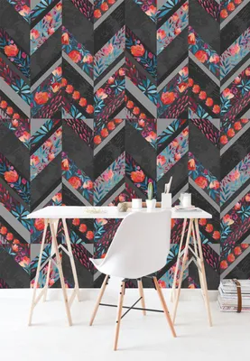 Produktbild von Coloray Fototapete 104x70 cm Latextapete Magicstick - Chevron Vintage blüht Blätter