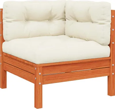 Produktbild von vidaXL Garten-Ecksofa mit Kissen Wachsbraun Massivholz Kiefer
