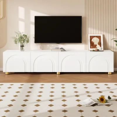 Produktbild von TV-Schrank, TV-Ständer Lowboard 4 Türen Metallfüße Wohnzimmer Stauraum