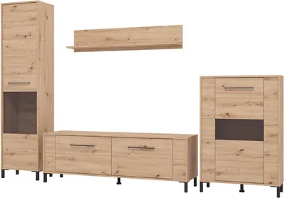Immagine prodotto di Dmora Parete Attrezzata Cimbergo 299x40x193h cm Marrone Rovere Nodi, Modulabile 8 Ripiani