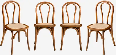 Immagine prodotto di Set 4 sedie vintage in legno e rattan, Noce