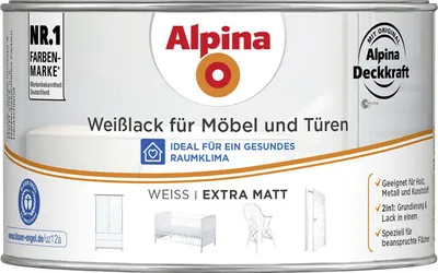 Produktbild von Alpina Weißlack für Möbel & Türen 300 ml weiß extra matt