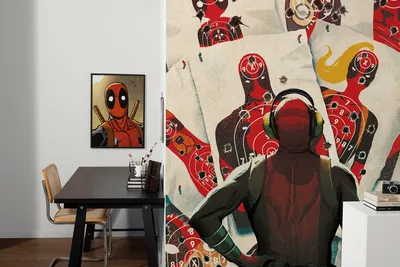 Produktbild von Komar Vlies Fototapete - Marvel Deadpool Target Shooting - Größe 150 x 250 cm