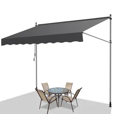 Immagine prodotto di Fiqops tenda da sole a morsetto tenda da sole per balcone tenda da sole per giardino resistente ai raggi UV tenda da sole a bracci pieghevoli grigio 3,5M