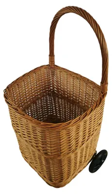 Produktbild von Einkaufswagen aus Weide Gross 46x40x92 cm Transportkorb mit Rollen