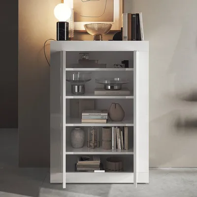 Produktbild von Dmora Mehrzweckschrank 2 Türen Weiß 78x113 cm 4 Regale