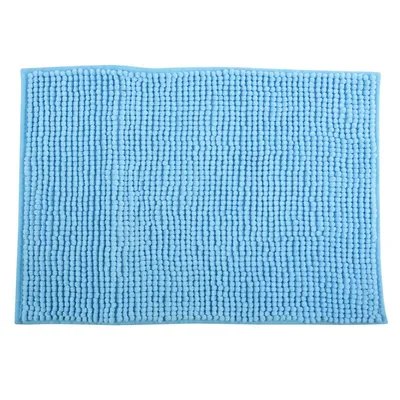 Produktbild von MSV Badteppich Badvorleger Duschvorleger Chenille Hochflor Badematte 60x90 cm – Hellblau
