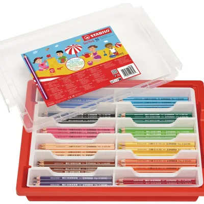 Produktbild von STABILO Dreikant-Buntstift - Trio dick - 96er Box - 12 verschiedene Farben