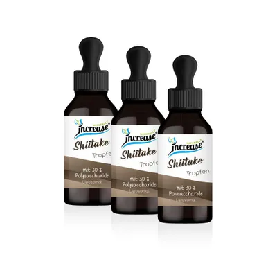 Produktbild von Nimm 3, zahl 2 Aktion Liposomale Shiitake Tropfen hochdosiert - 2000mg Shiitake pro Tag (180.000mg Shiitake in 3 Flaschen) - Keto MCT Öl C8 & C10