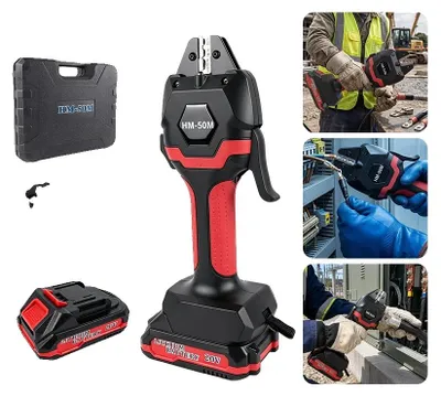 Immagine prodotto di Pinza crimpatrice terminali, 20V, batteria agli ioni di litio, struttura in metallo robusta, design compatto, motore elettrico, range di crimpatura da 0,5 mm² a 50 mm²