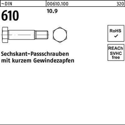 Produktbild von Reyher  Sechskant-Paßschrauben DIN 610 10.9 M 10 x 40 SW 16 (25 Stück)