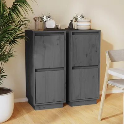 Immagine prodotto di vidaXL Credenze 2 pz. Grigio 31,5x34x75 cm in legno di pino massiccio