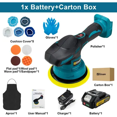 Produktbild von Kabelloser Auto Polierer - 18V Akku Poliermaschine - 8 Gänge - digitales Display - 7000 U/min - mit 1 Akku