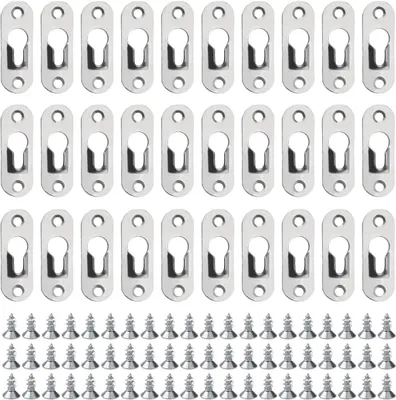 Productafbeelding van Fotohaken, sleufmontage, 30 stuks, 44 mm, met 60 schroeven, voor wandmontage