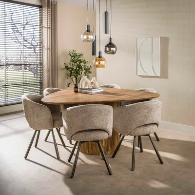 Produktbild von Hoyz Collection – Esstisch Wave – Beige – 150 x 150 x 77 cm