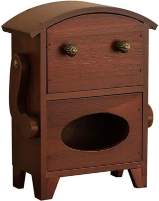 Produktbild von Holz-Schreibtisch-Organizer mit Tissuehalter und Ladeteller, braun, für Accessoires, Haushaltsgegenstände, Schlafzimmer und Esszimmer